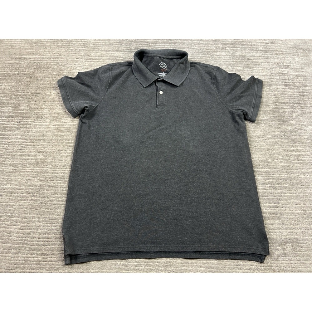 St Johns Bay Shirt Mens Large Gray Short Sleeve Polo Cotton Blend Comfort Flex
